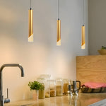 Hardware Slender Cylinder 3 Step Dimming Gold Modern Led Pendant Lights