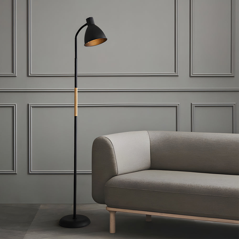 59 Inch Wood And Metal Arc Led Task Floor Lamp