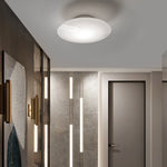Modern White Glass Led Flush Mount Ceiling Lamp For Bedroom Minimalist Style
