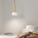 Modern Copper Tube 1 Light White Glass Bowl Pendant Light