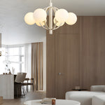 19 68 In Midcentury 6 Light Beige Glass Sphere Chandelier