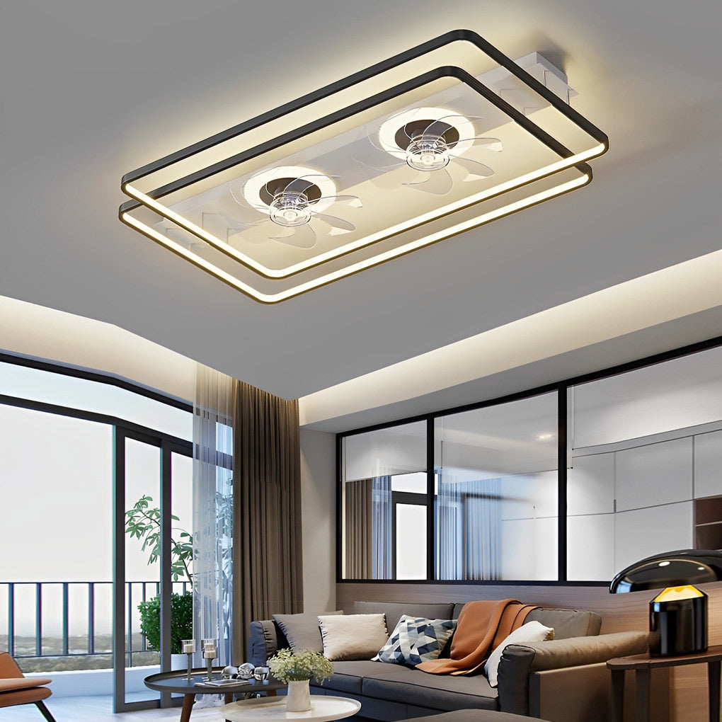 Creative Rectangular Ceiling Fan Lamp Ha082757