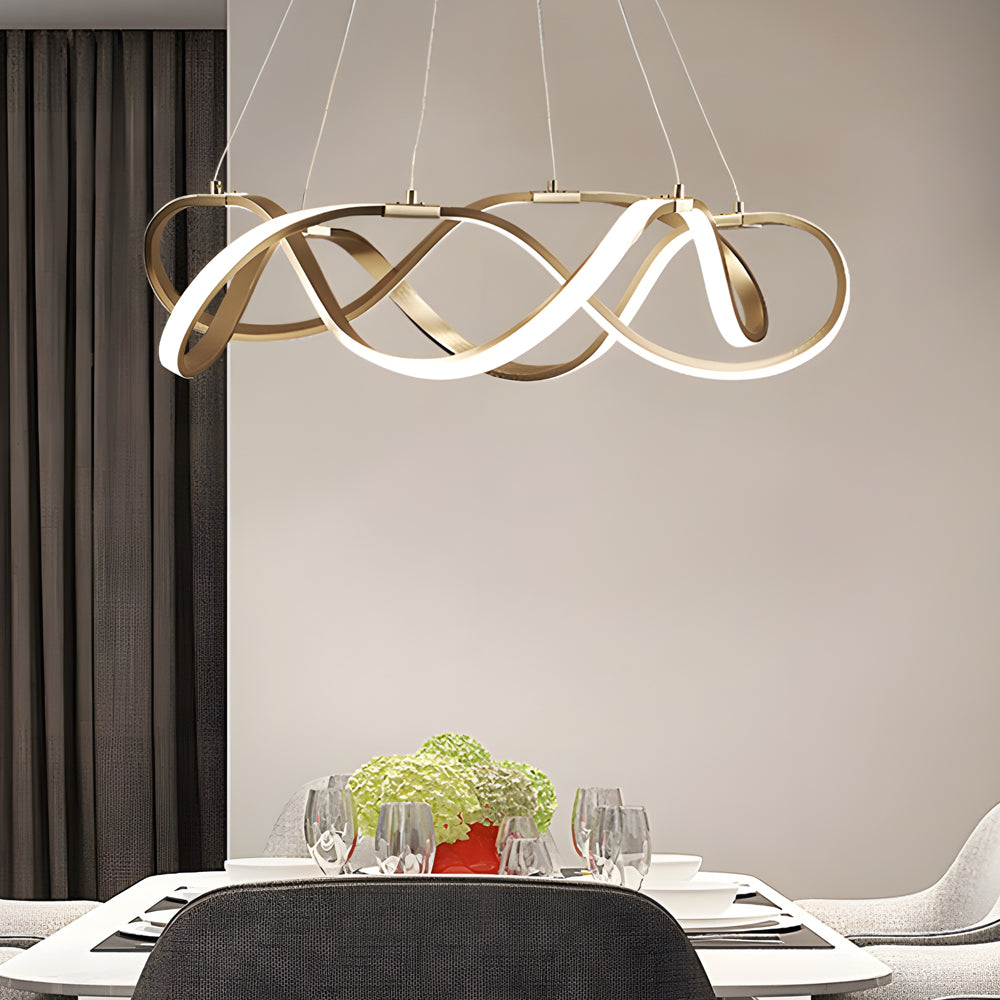 Modern Round Dimmable Led Aluminum Geometric Chandelier Gold
