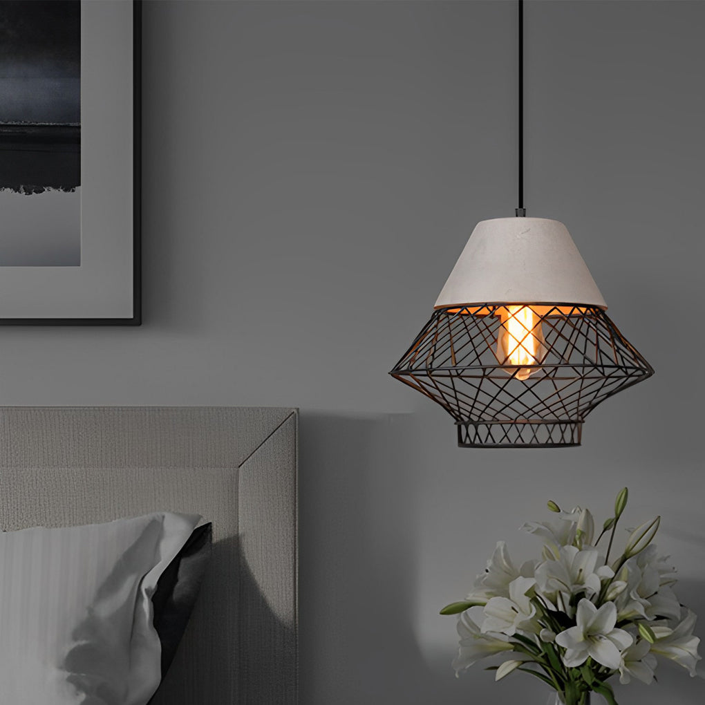 Cement Iron Cage Retro Pendant Light Li002289