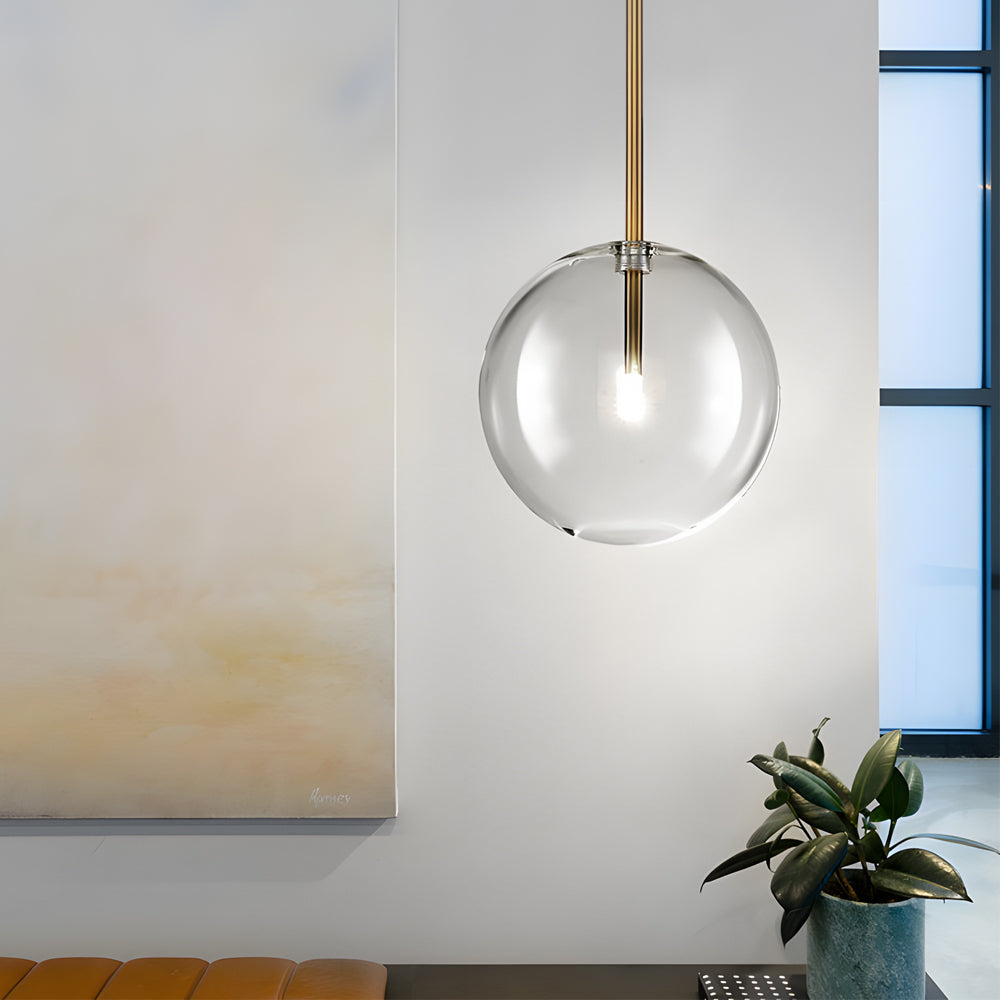 1 Light Clear Glass Globe Pendant Light Modern Hanging Lighting Fixture