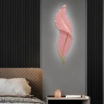 Luxury Modern Feather Wall Sconce with LED Lighting, Hand-Painted Gold Accents