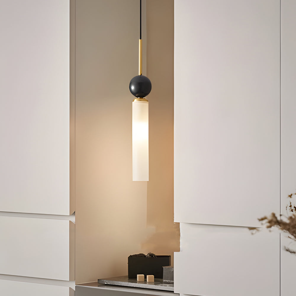 Vertical Marble Cylinder 1 Light Pendant Light Modern Hanging Lamp
