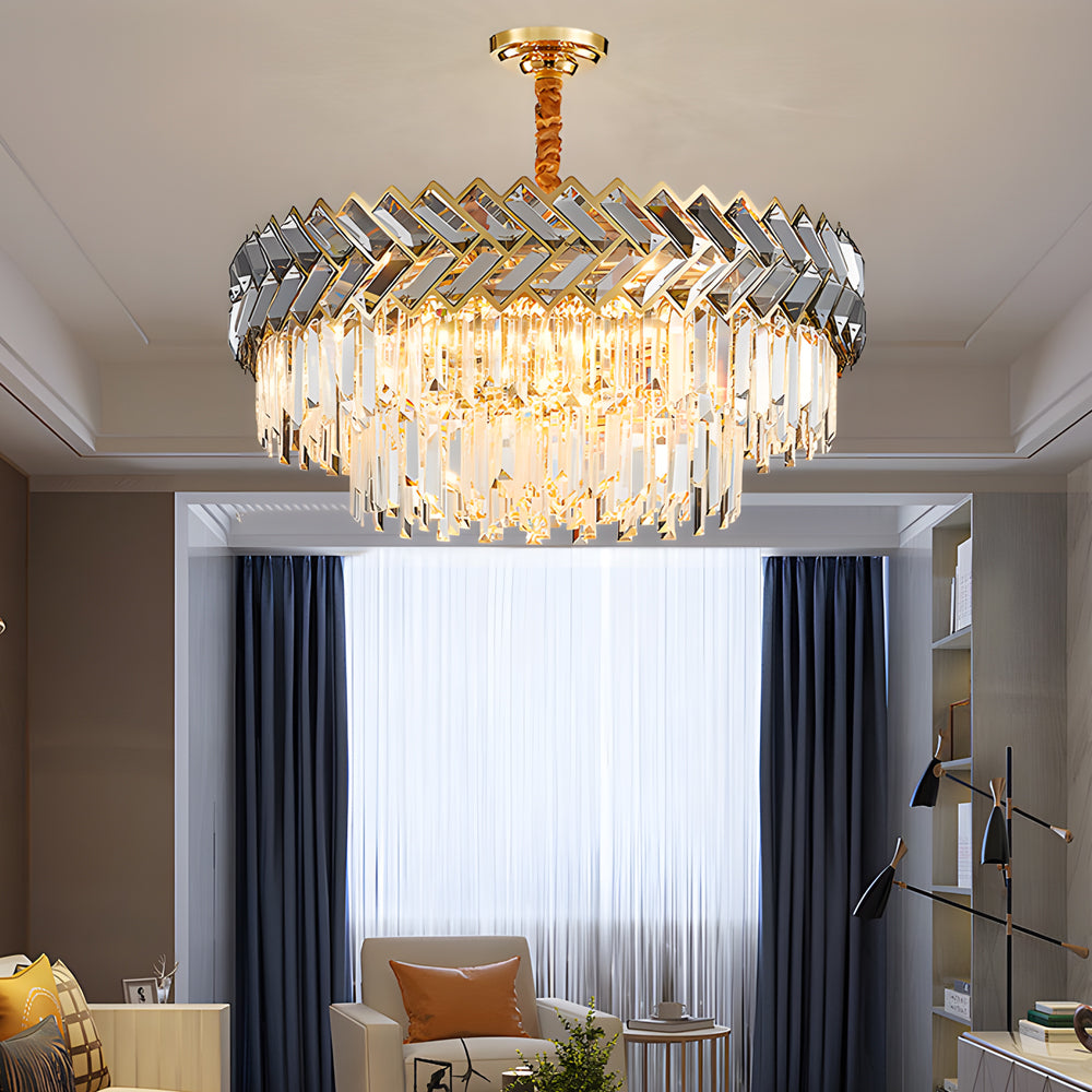 Modern Led Dimmable Dining Room Crystal Chandelier Round Rectangle