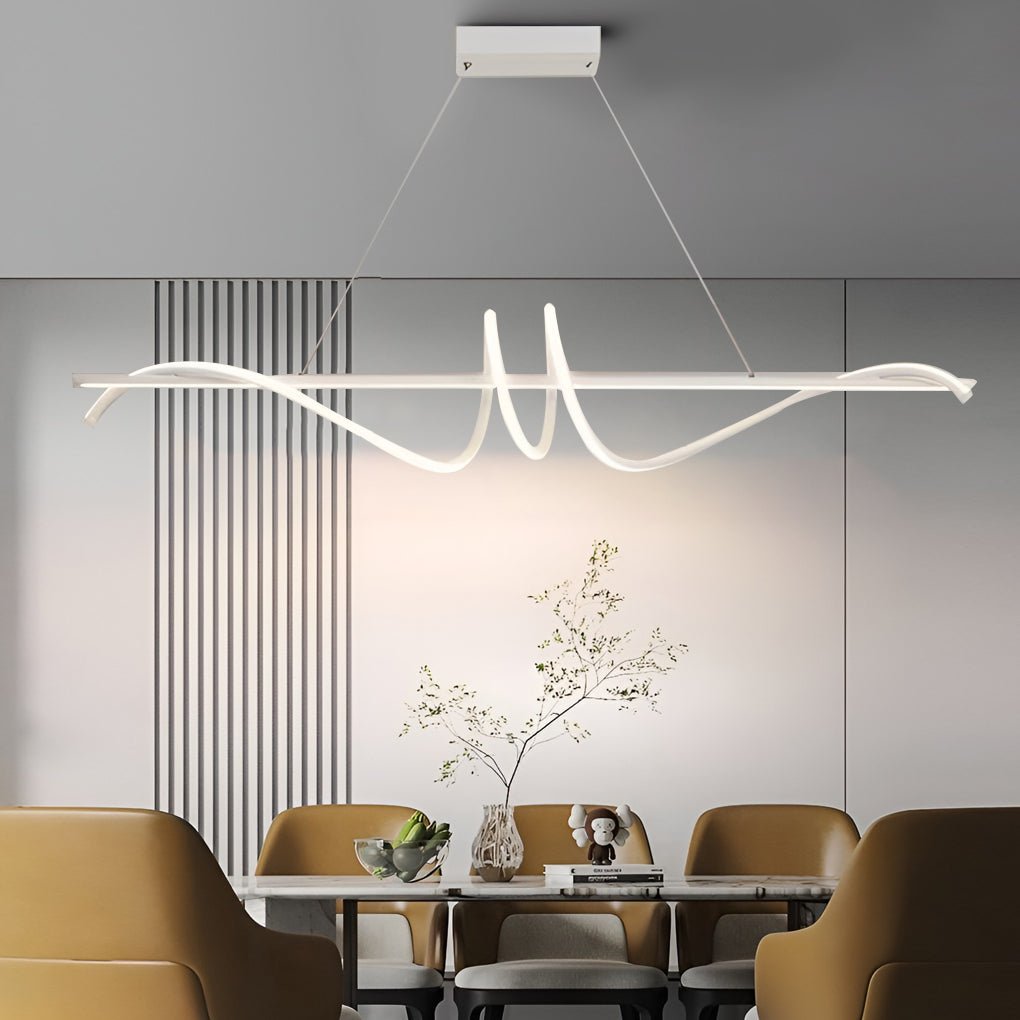 Nordic LED Linear Chandelier with Stepless Dimming for Modern Dining and Kitchen Spaces