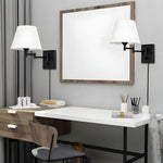 1 Light Linen Brown White Plug In Swing Arm Wall Lamp With Linen Shade