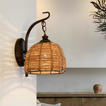 Hand Weaving Rattan Wall Light Fixture Ha088253