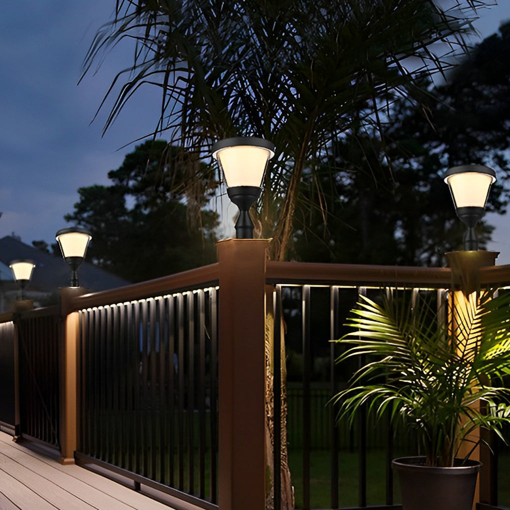 Round Modern Solar Fence Post Light Ha076261