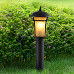 Heritage Iron LED Garden Lantern with Handcrafted Glass Shade