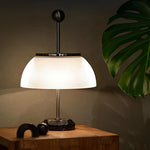 Ribbed Glass Bowl And Metal Italian Accent Table Lamps