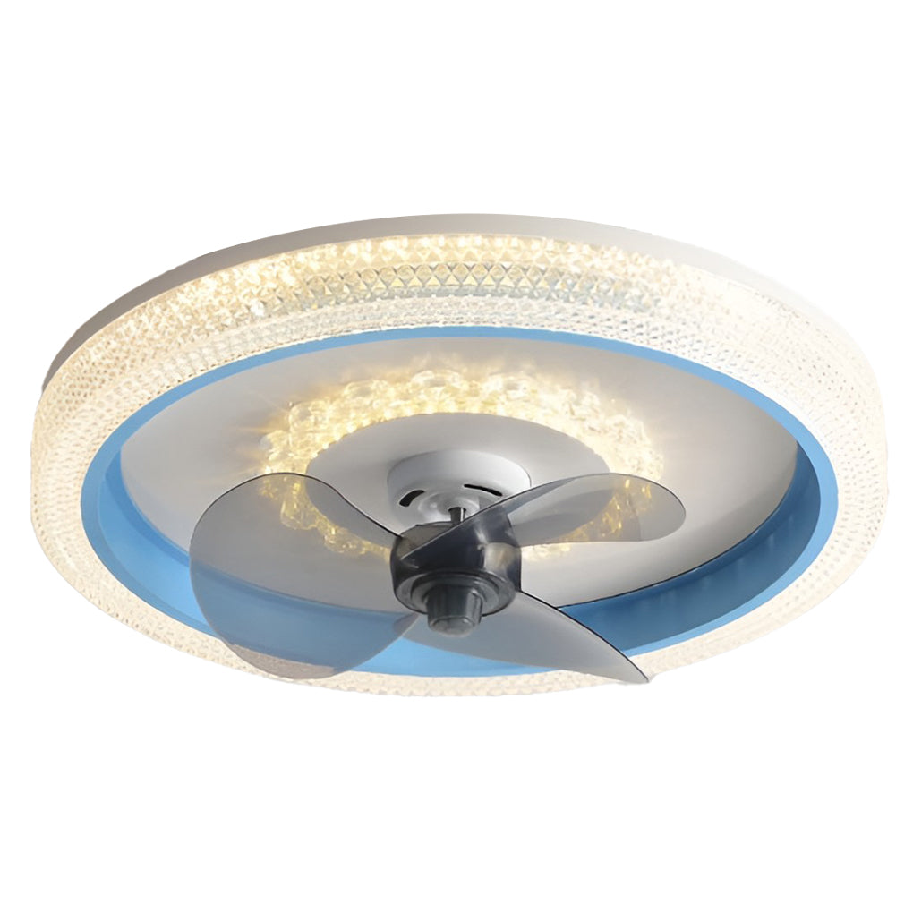Round Muted 360 Rotatable Stepless Dimming Led Modern Ceiling Fan Light