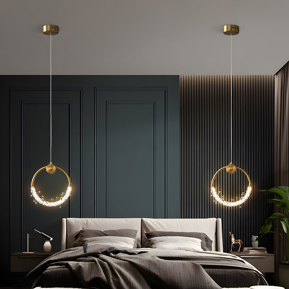 Dia 11 Ring Led Crystal Small Bedside Pendant Lights