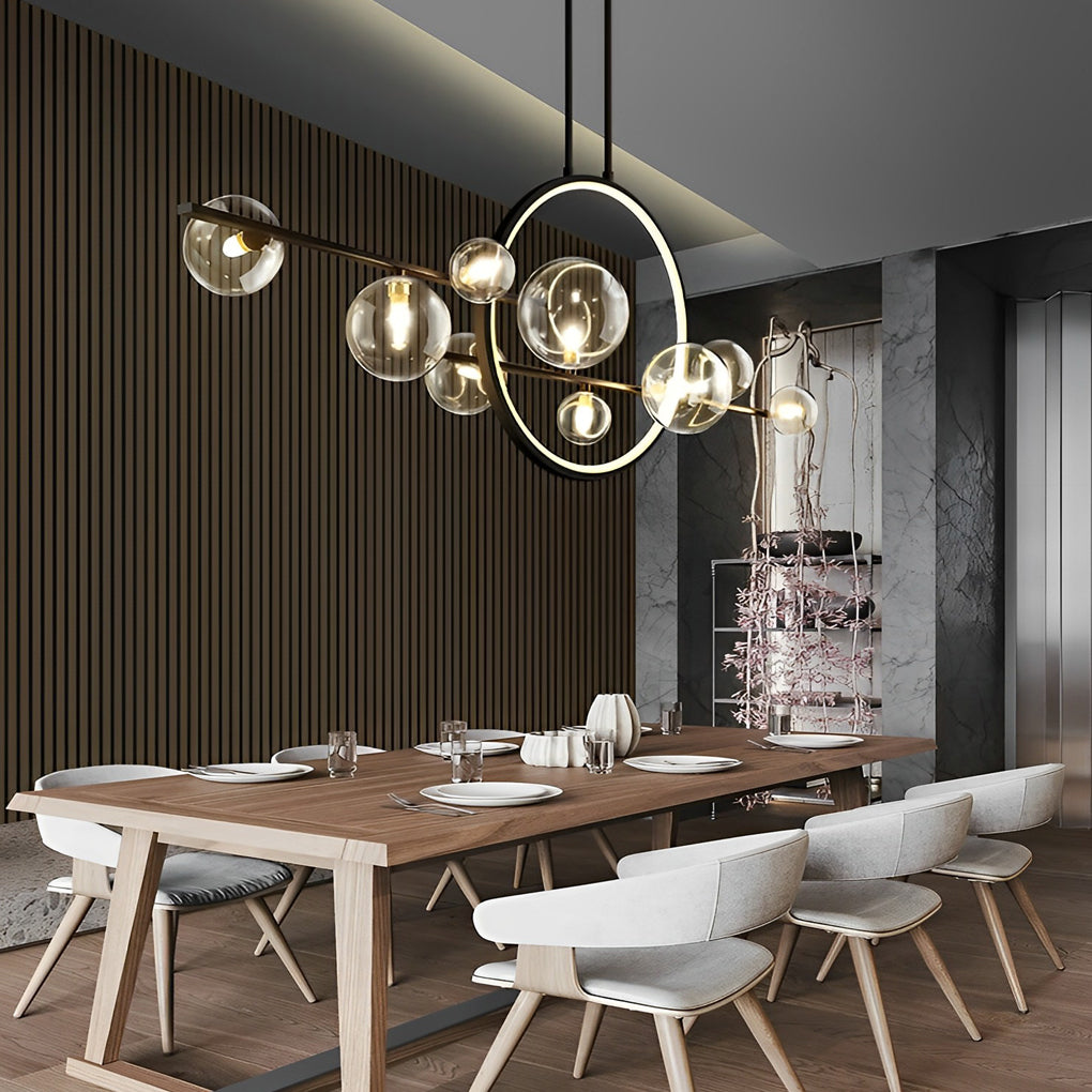 Modern Black Glass Bubble LED Chandelier for Dining Room and Kitchen Island