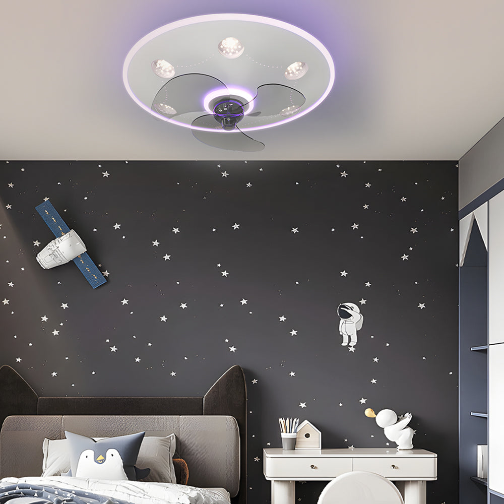 Round Acrylic Creative Three Step Dimming Modern Ceiling Fan And Light