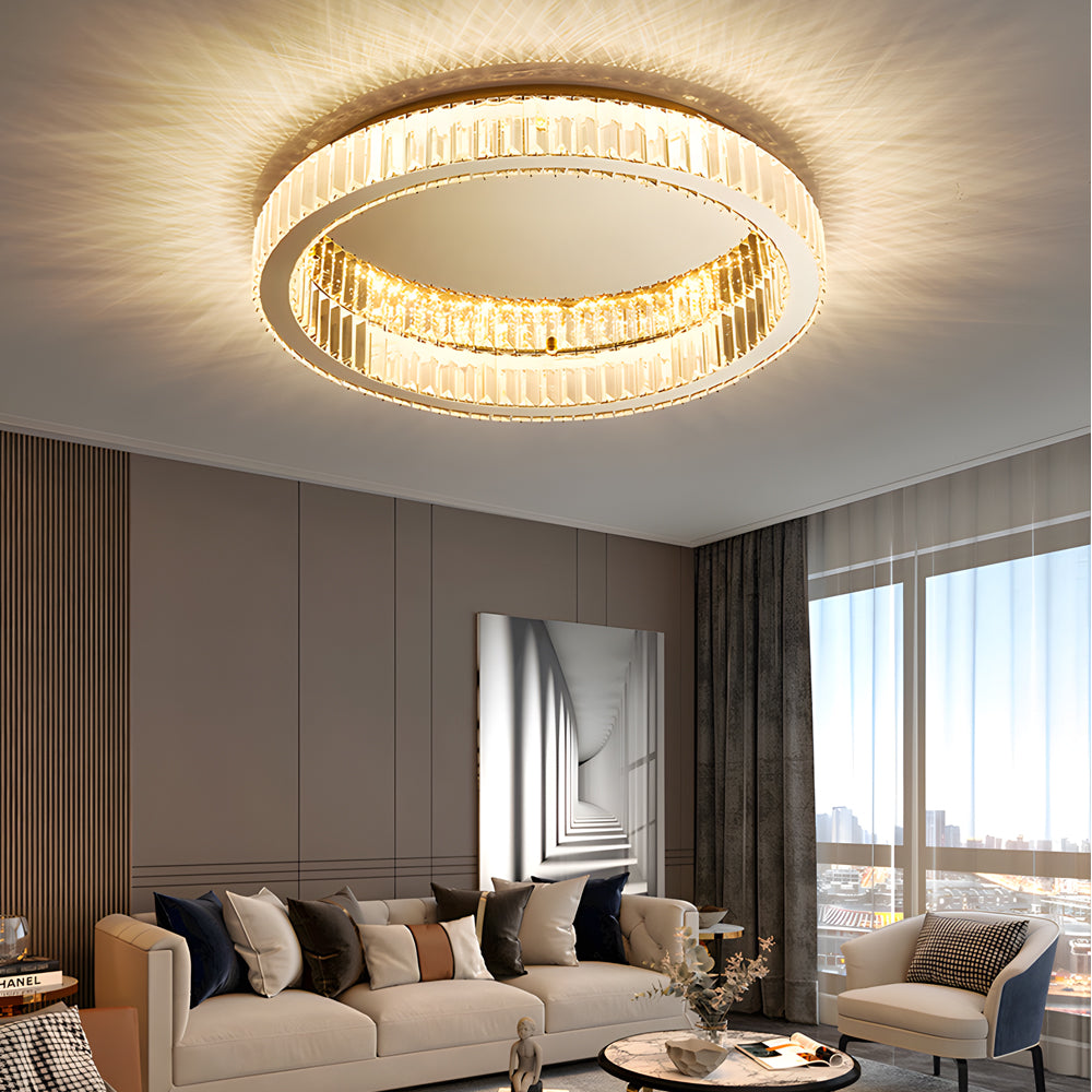 Round Crystal Stepless Dimming Led Luxury Post Modern Ceiling Light Fixture