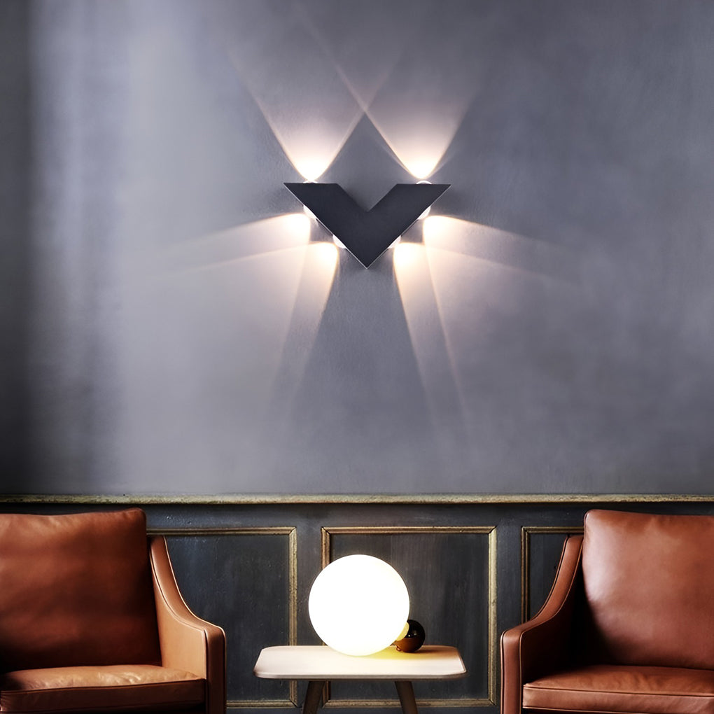 V Shaped Waterproof Led Black Modern Outdoor Wall Lamp