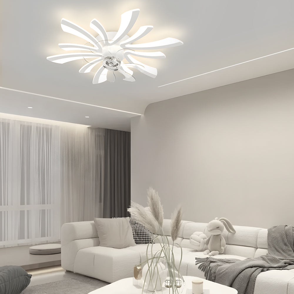 Creative Flowers Three Step Dimming Luxury Modern Ceiling Fan With Light