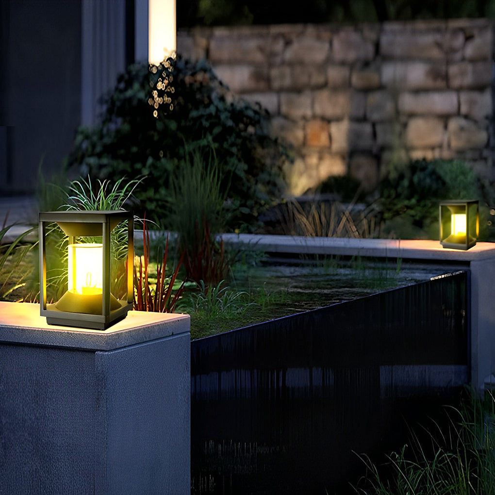 Square Minimalist Solar Fence Post Light Ha080736