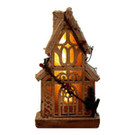 Artisan Wooden Christmas Village Houses with Warm Glow