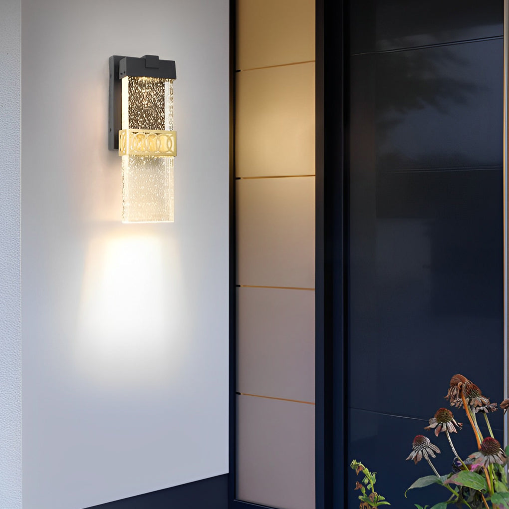 Bubbles Crystal LED Outdoor Wall Sconce – Modern Waterproof Black Aluminum Light