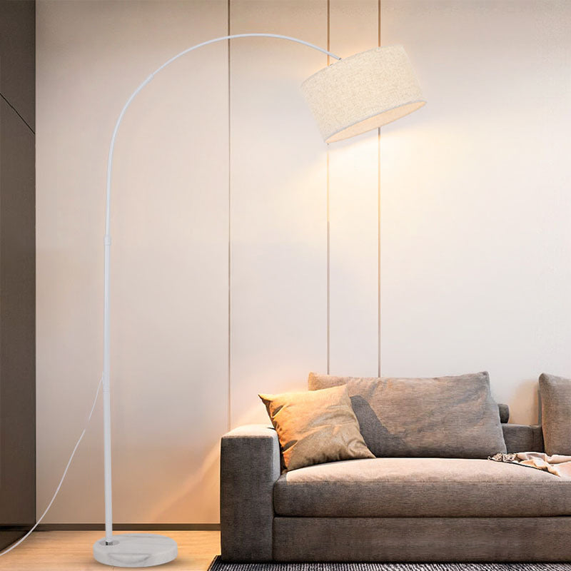 Marble Base And Shaded Adjustable Arc Floor Lamp