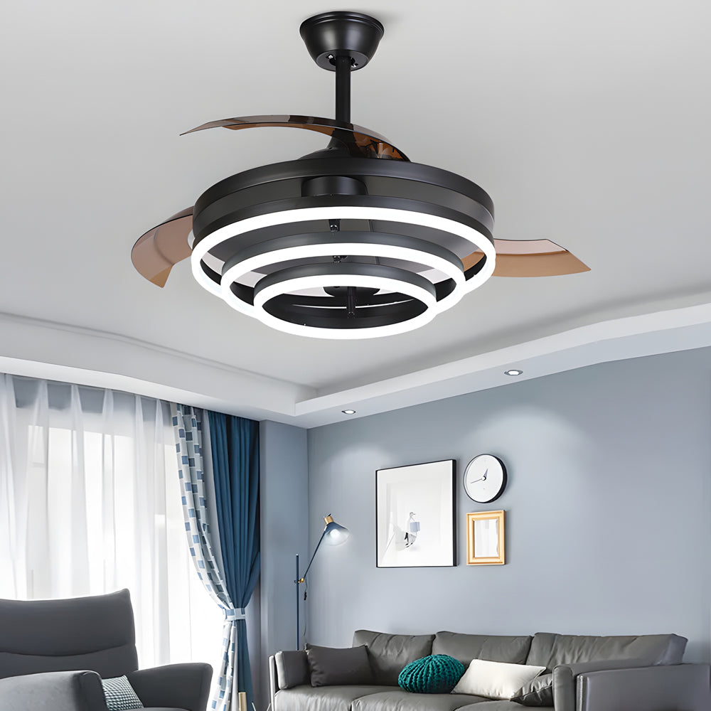 Modern 41 Retractable Ceiling Fan With Led Lights And Remote Control