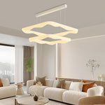 2 3 Square Rings Cream Style Three Step Dimming Led Modern Chandelier