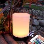 Modern Black Portable Outdoor Table Lamp With White Cylinder Shade Usb Ip65