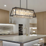 Trapezoidal Black Metallic Crystal Dining Room Chandeliers 2 Sizes