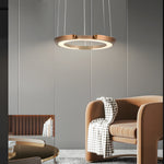 Modern Led Ring Shaped Pendant Light With Acrylic Shades For Living Room