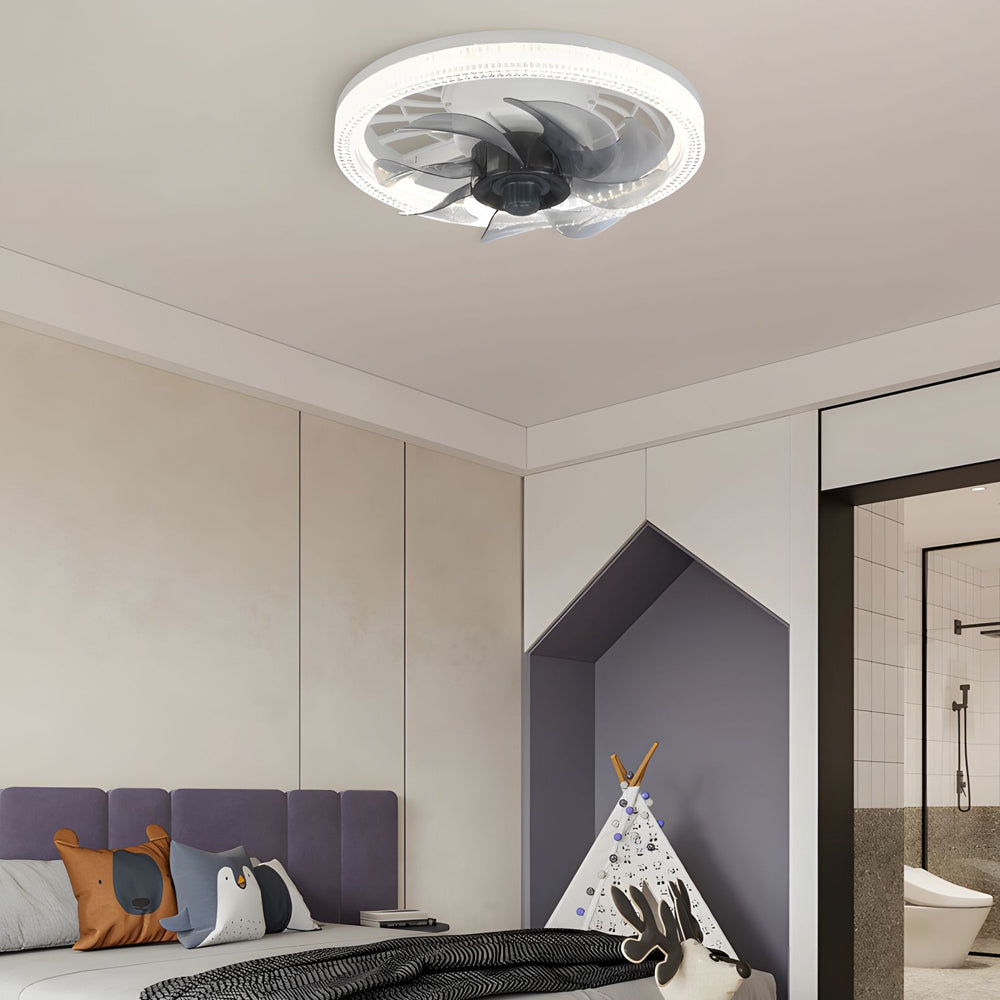 12 2 In Low Profile 7 Blades Led Flush Mount Ceiling Fan