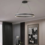 23 In Double Wheel Chandelier Modern Led Pendant Light Black Gold Brown