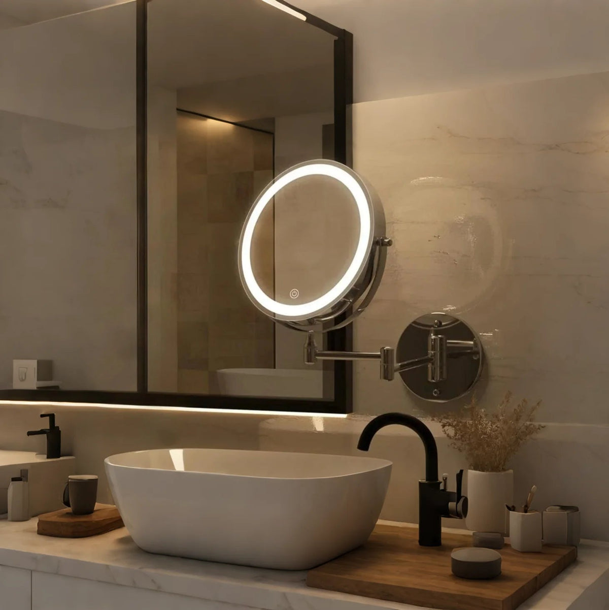 Three Tone Dimming Wall Mounted Makeup Mirror
