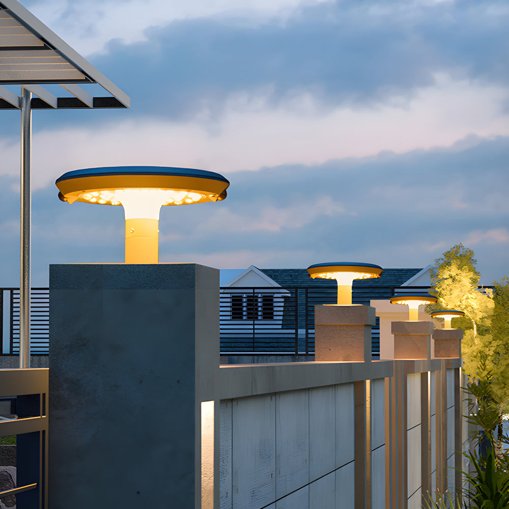 Simple Round Led Solar Led Post Light With Dual Motion Sensor