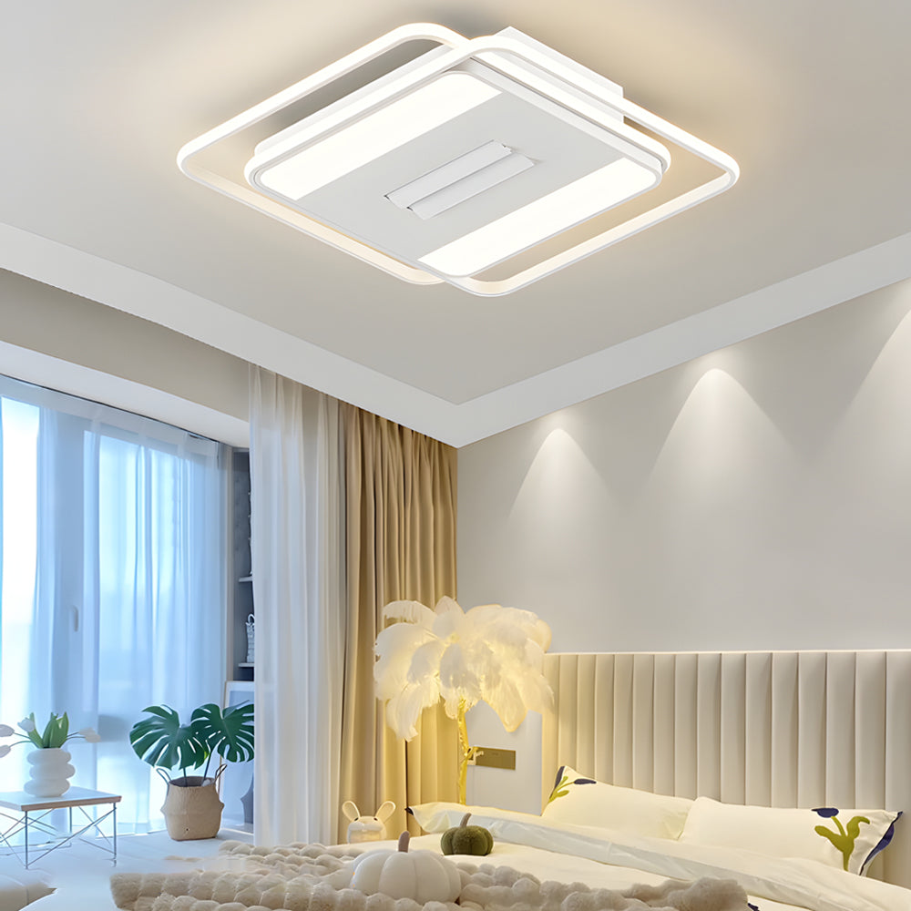 Square Round Stepless Dimming Led Mute White Modern Bladeless Ceiling Fans Li002758