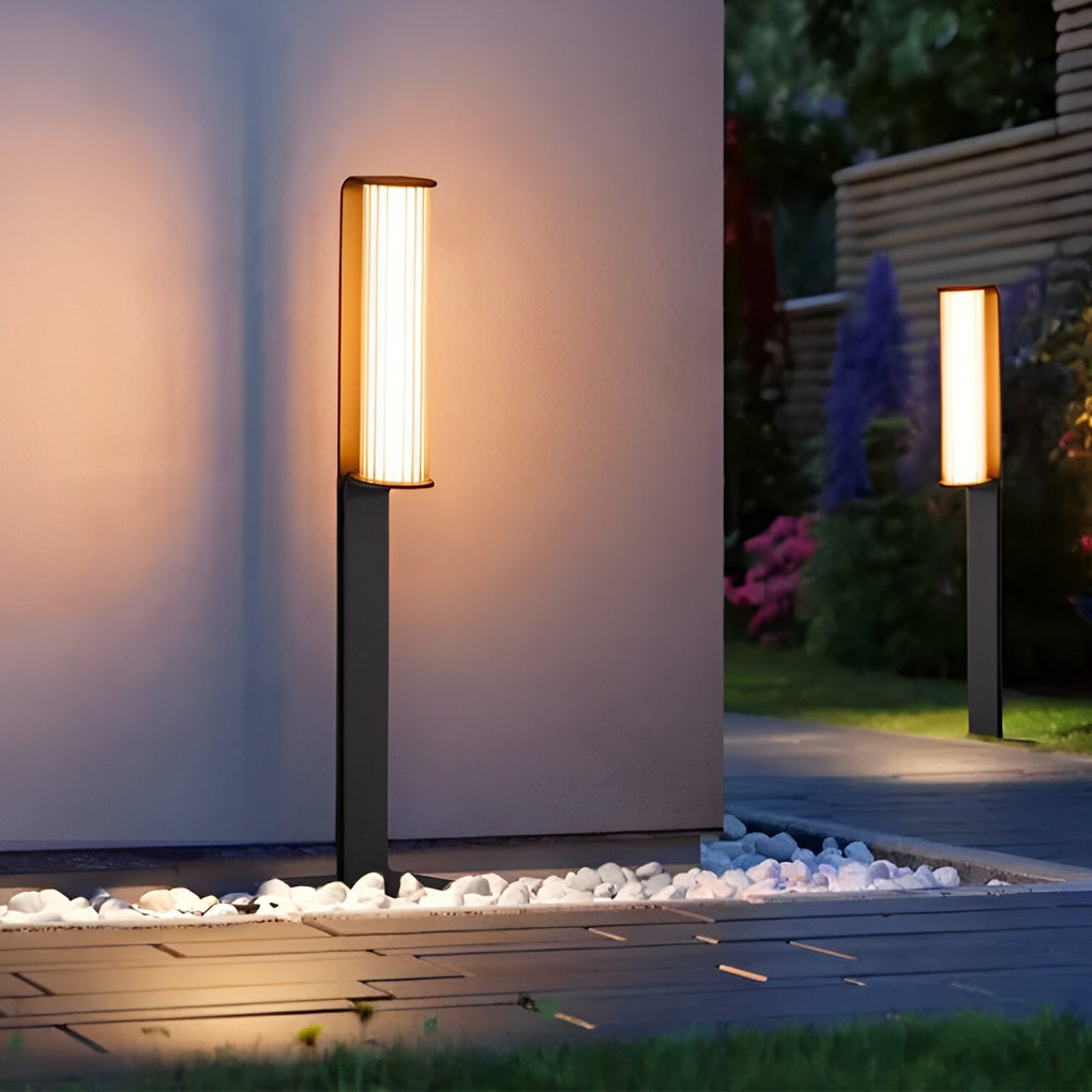 Modern Black Dual Cylinder LED Pathway Lights for Outdoor Landscapes
