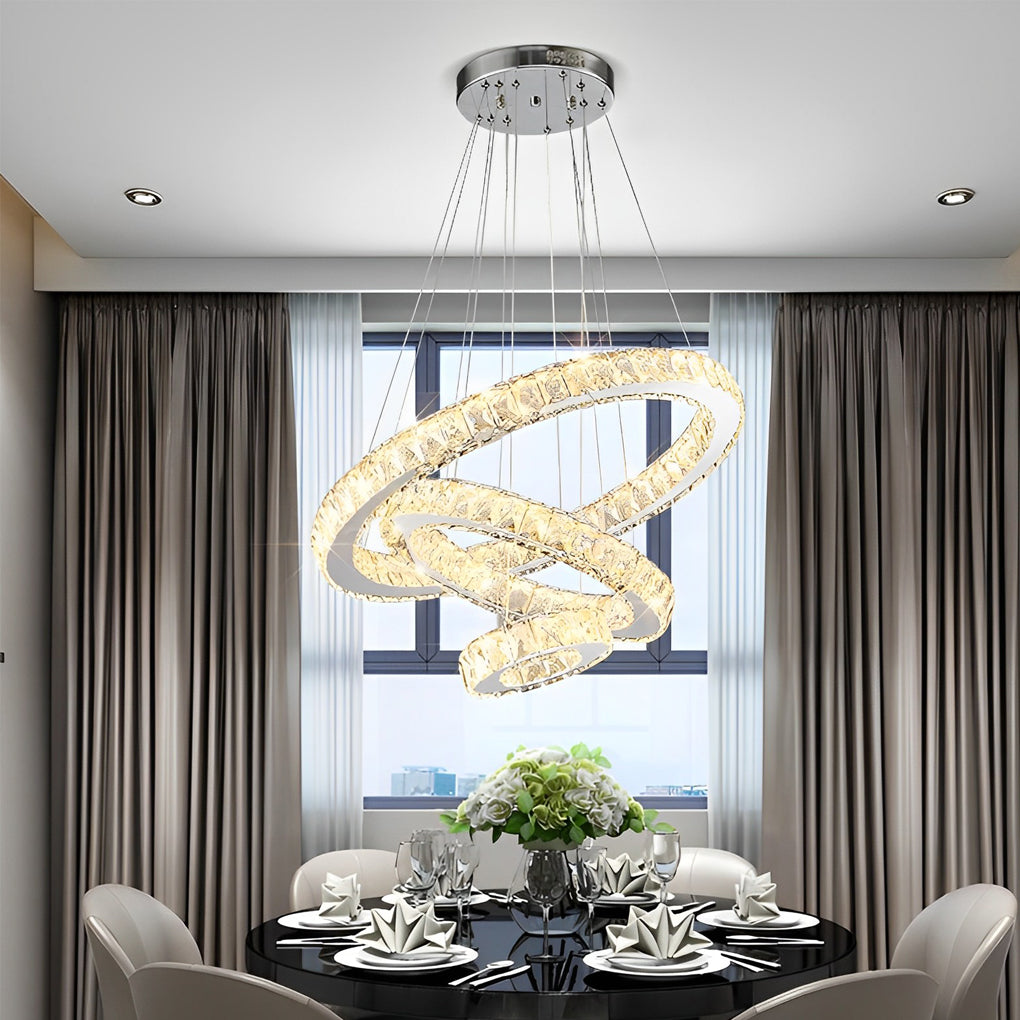 Luxury Crystal Led Chandelier 3 Tier Geometric Or Stacked Led Pendant Light
