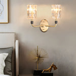 Luxury Copper Armed Crystal Wall Light Modern 1 2 Light Sconce