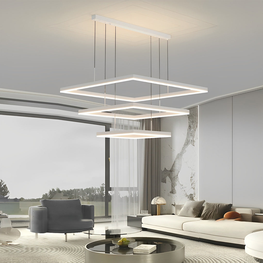 Square Led White Modern Pendant Light Ha083865