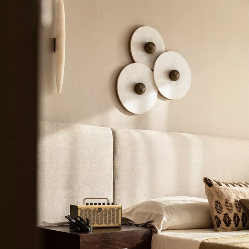 Modern Sipmple Round Alabaster Wall Light