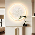 Nordic Moon Wall Sconce Round Mountain Moon Decorative Painting Lamp