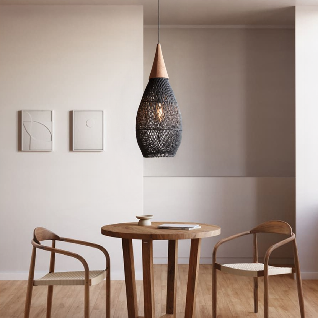 Vintage Rattan Woven Chandelier