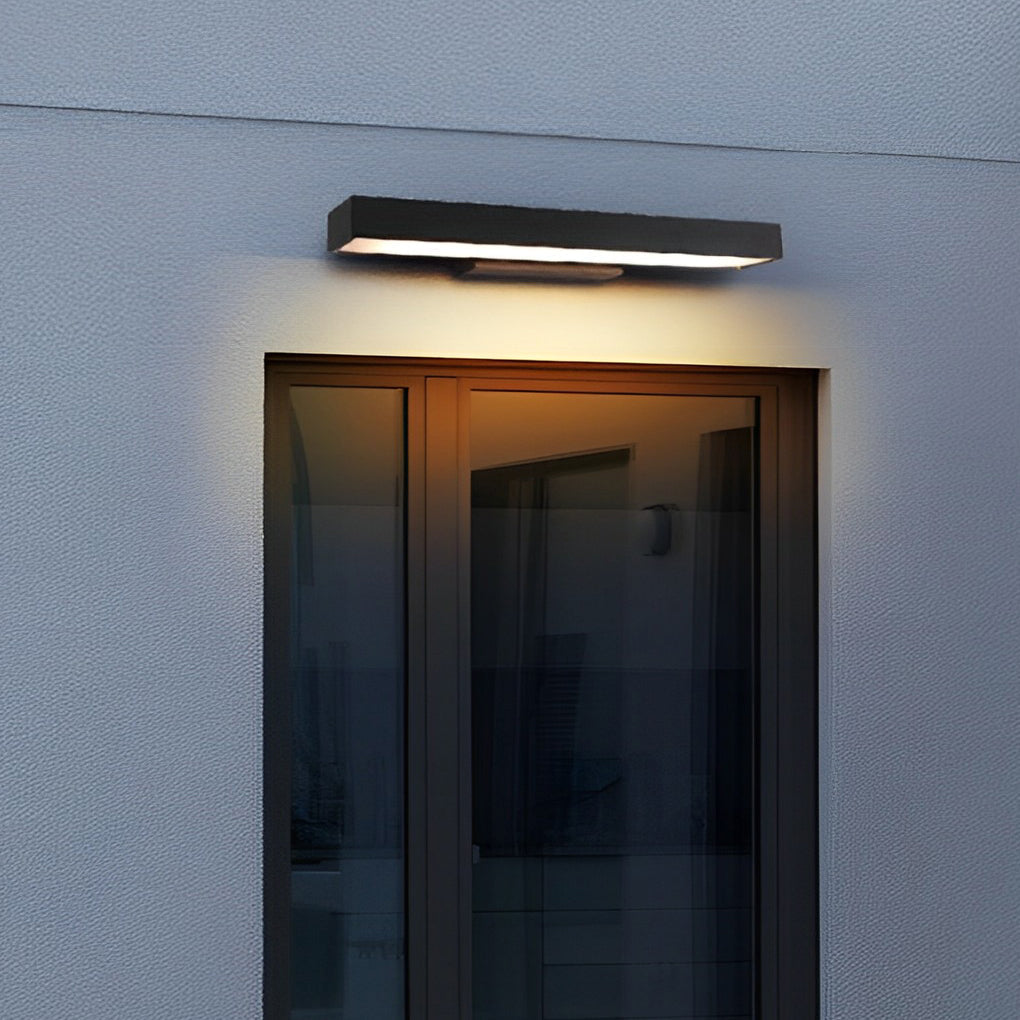 Modern Outdoor Wall Sconce with Motion Sensor in Matte Black Rectangular Design