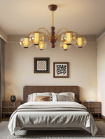 Solstice Bloom Chandelier — Amber Glass & Gold Modern Pendant Light