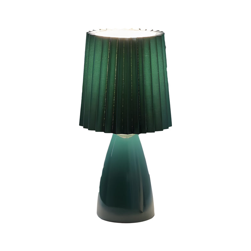 12 Inch Pleated Shade Glass Dimmable Table Lamp