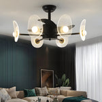 31 In Black Round Acrylic Ceiling Fan With Light And Remote 3 Blades